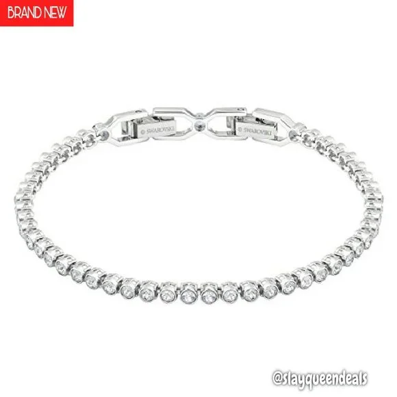 Rhodium Plated Crystal Tennis Bracelet with Extender, 6.89 Inches